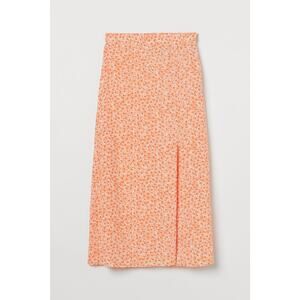 H&M orange floral midi skirt with slit size 4 - small